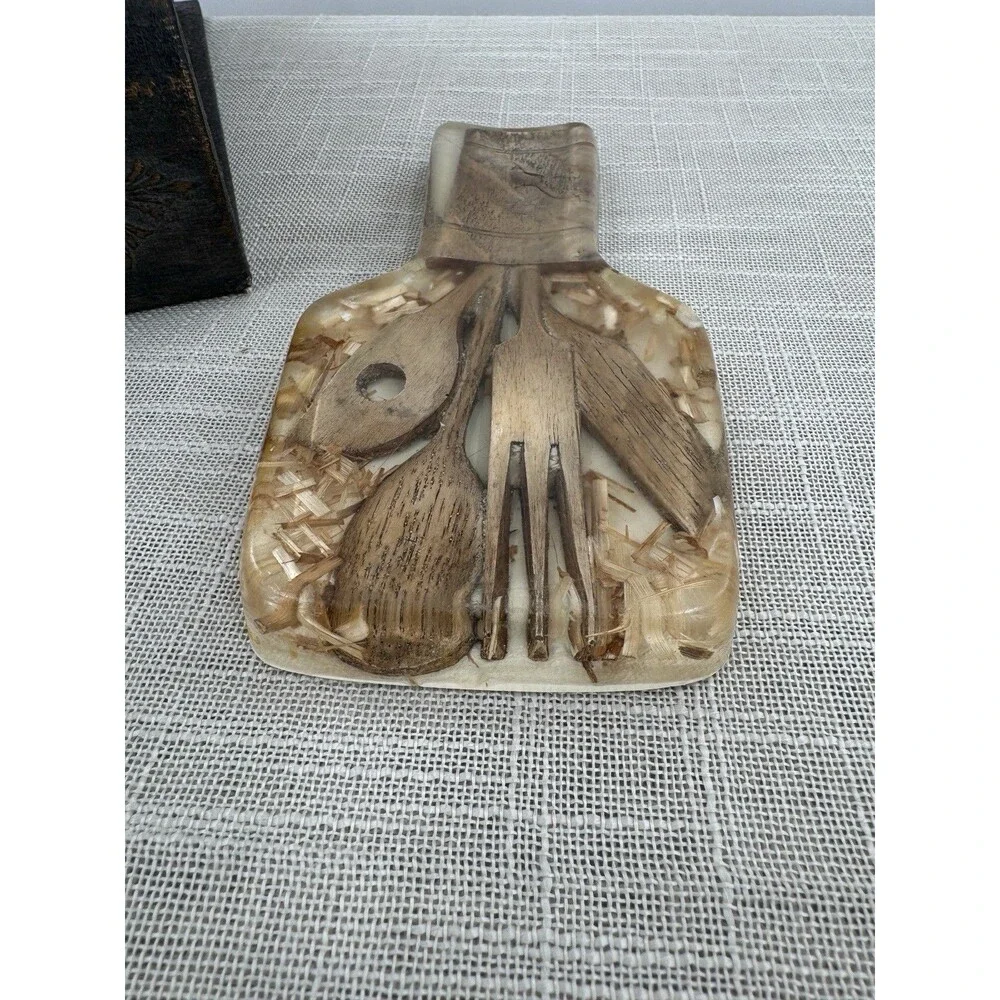 Spoon Rest Boho 70s Resin Rustic Utensil Kitchen Retro Artisan Handmade